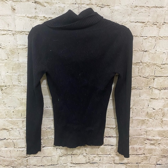 WHBM Black Shimmer Rubbed Wool Blend Cowl Neck Sweater - Picture 3 of 5